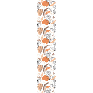 Papier peint intissé pré-encollé - ABSTRAIT FLEURS BLANC ET ORANGE - 1 rouleau