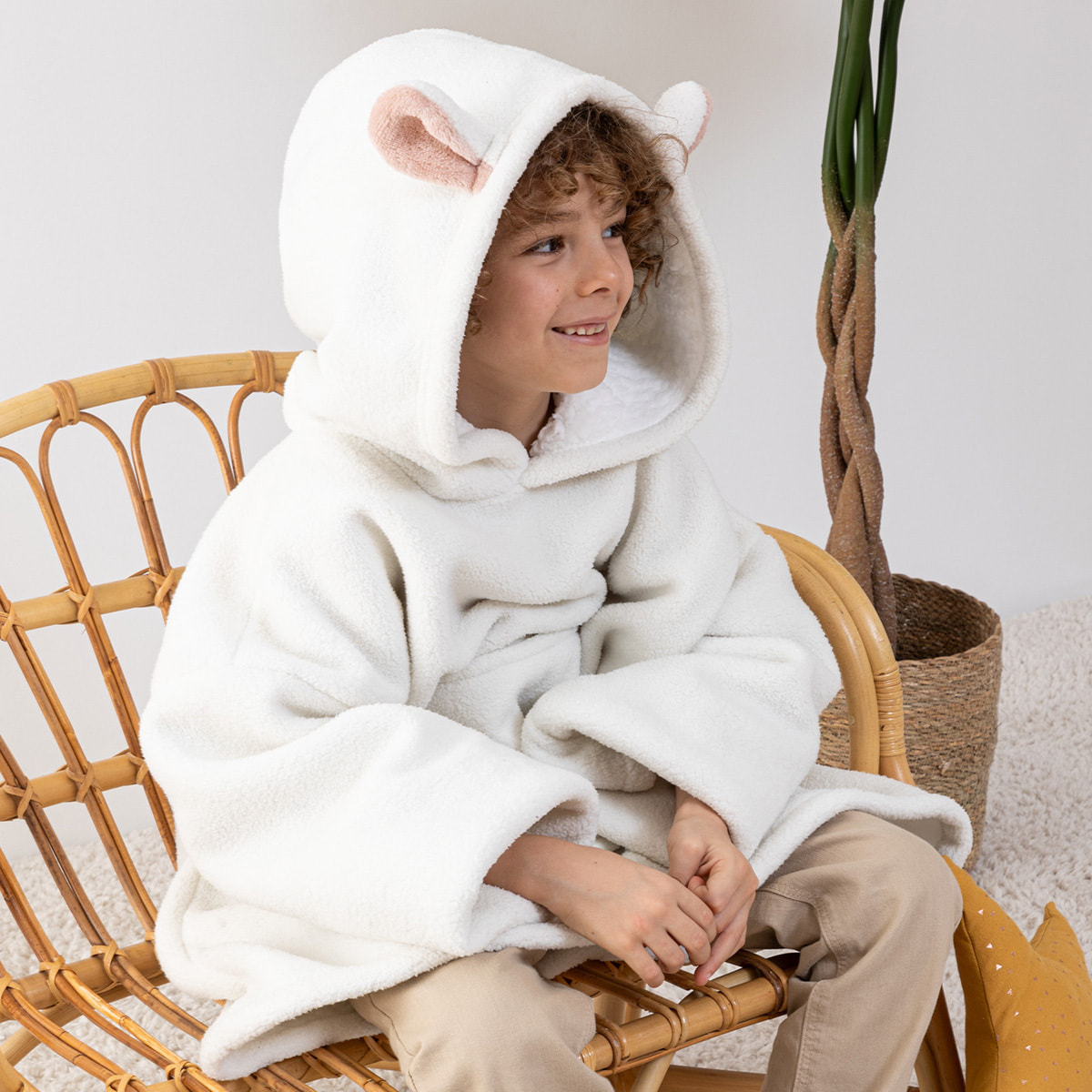 Plaid sweatshirt enfant mouton Hiss blanc 3 à 10 ans