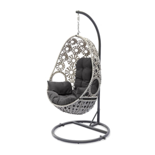 SAMOA - Balancelle de jardin en résine écrue avec coussin