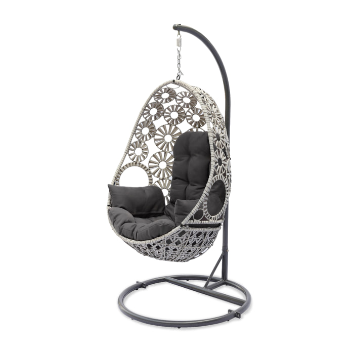 SAMOA - Balancelle de jardin en résine écrue avec coussin