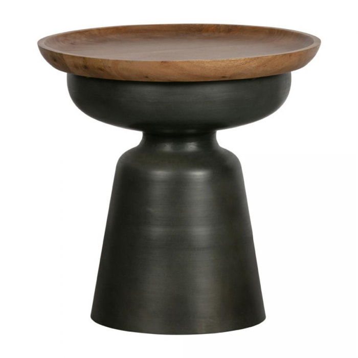 Dana - Table basse ronde en bois et métal ø53cm - Couleur - Noir