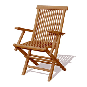 Table rectangulaire 8 chaises et 2 fauteuils en teck huilé NARRA