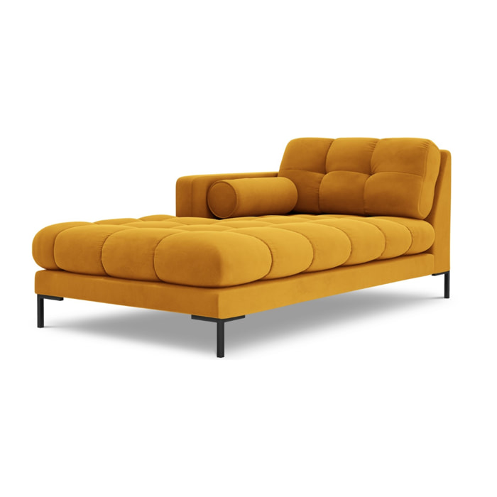 Méridienne gauche "Bali" en velours jaune