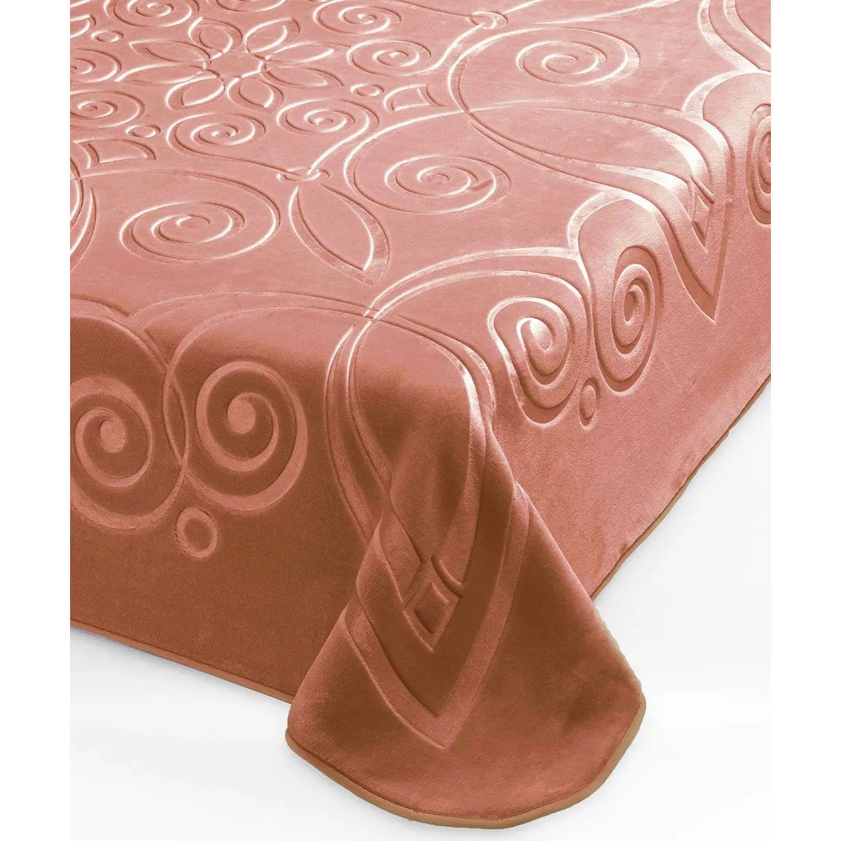 Coperta Plaid Rosa Caramello in tinta unita con morbido pile di poliestere