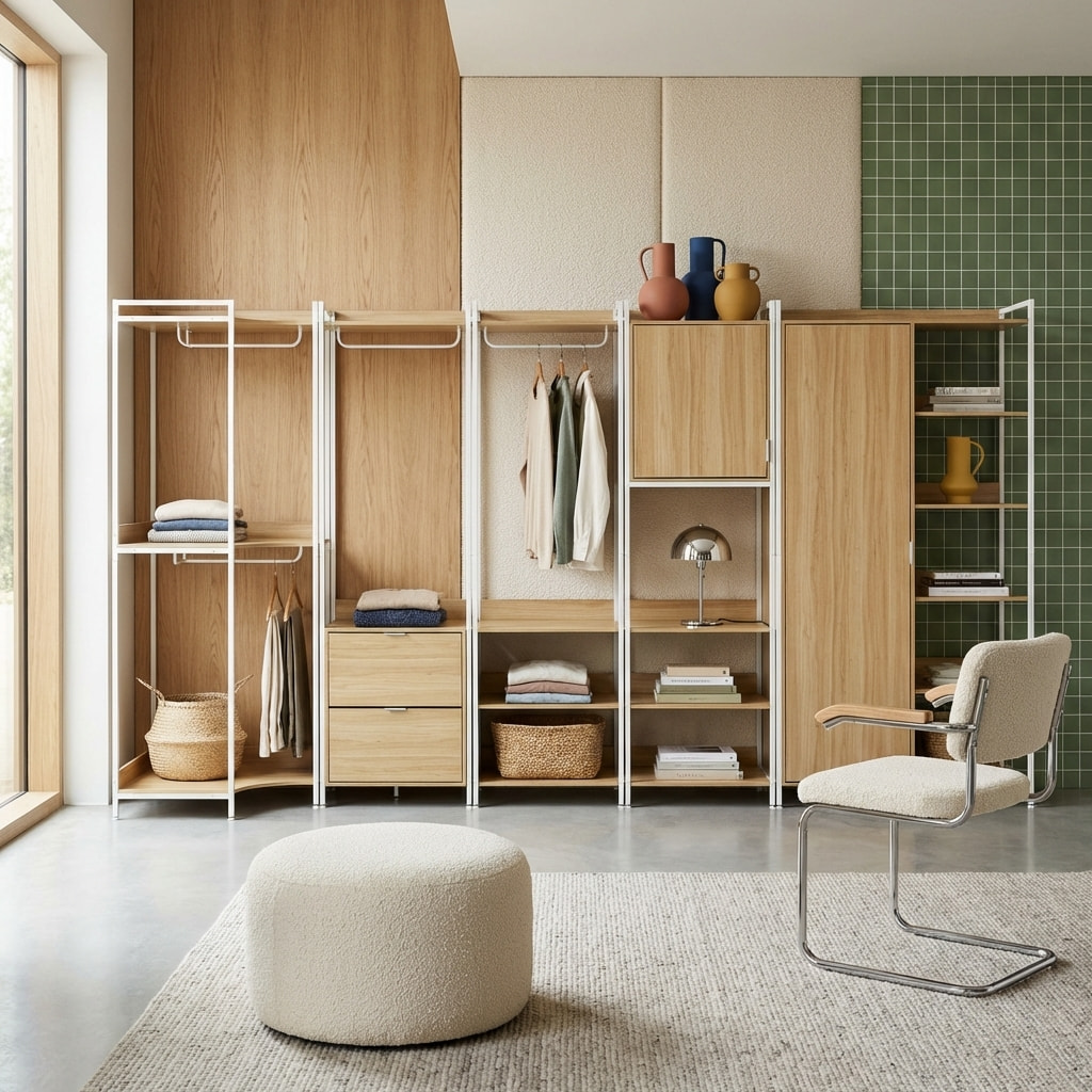 Kit dressing modulable décor bois et métal 5 éléments CLEVER