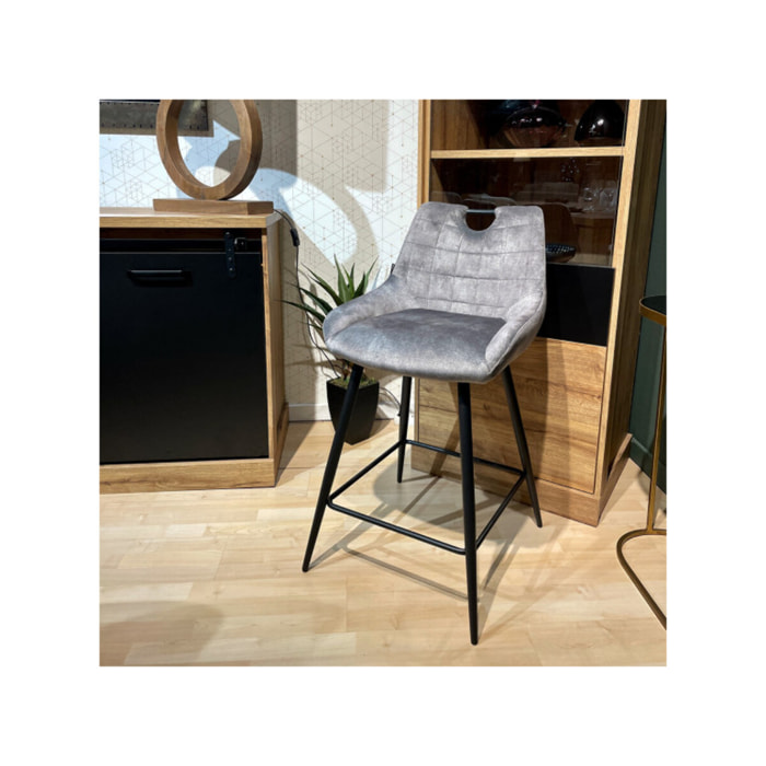 Chaise de bar en velours avec poignée et pieds en métal - ROSA 2