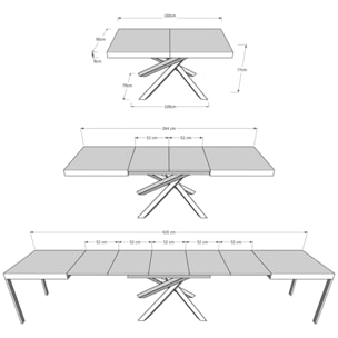 Table extensible 90x160/420 cm Volantis taupe pieds anthracite