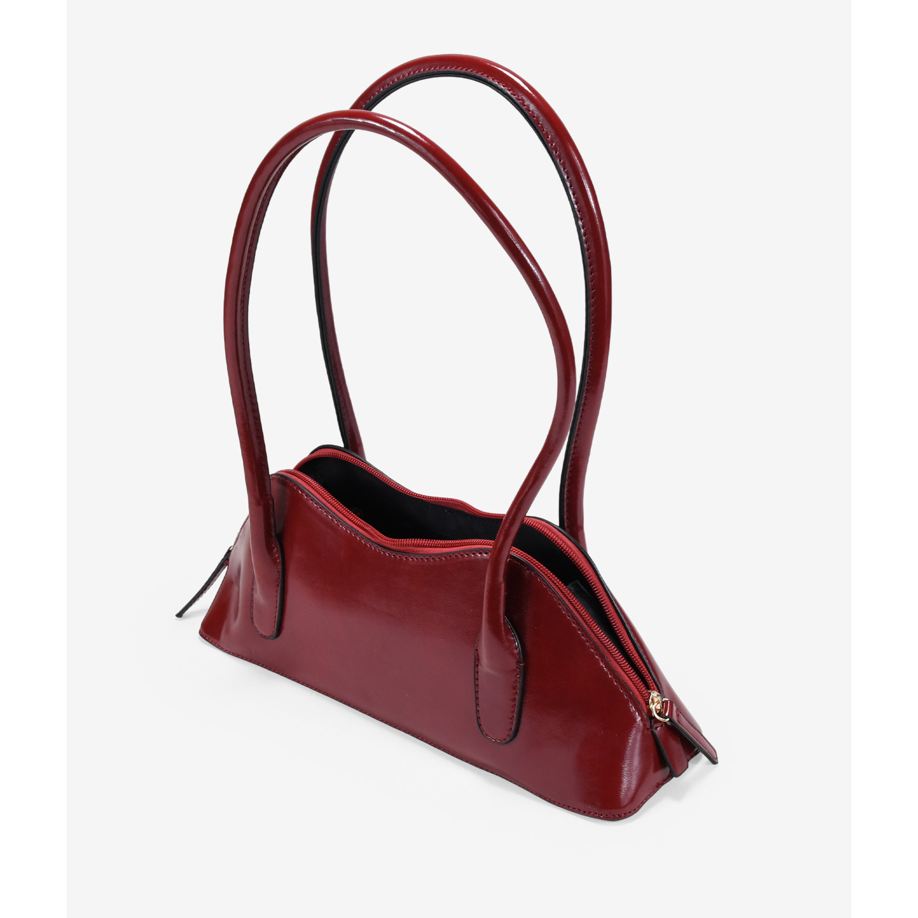 Bolso de hombro rojo con cremallera