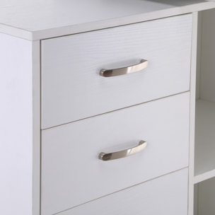 Bureau d'angle bureau droit modulable 2 en 1 bureau informatique tiroirs x 3 + 2 niches MDF blanc