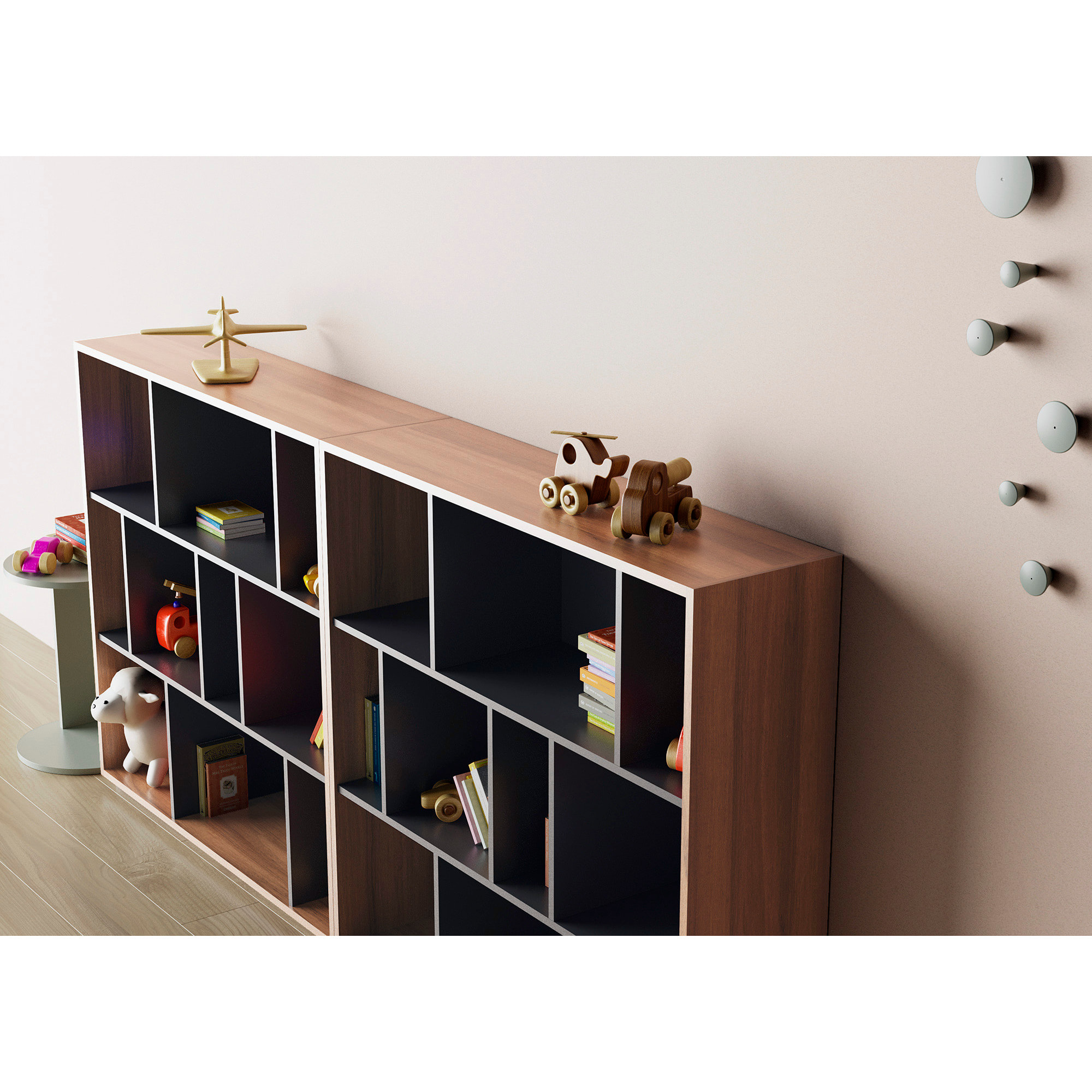 Estantería librería Nack melamina nogal-grafito 117x119x32 cm