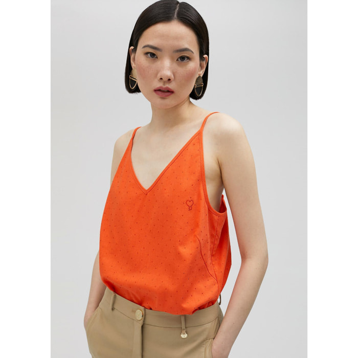 Top con spalline e strass