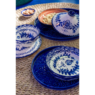 J-Line tajine Granada - céramique - blanc/bleu