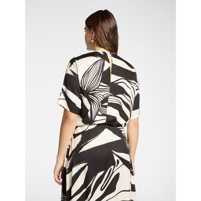 Elena Mirò - Blusa stampata in twill di viscosa - Nero