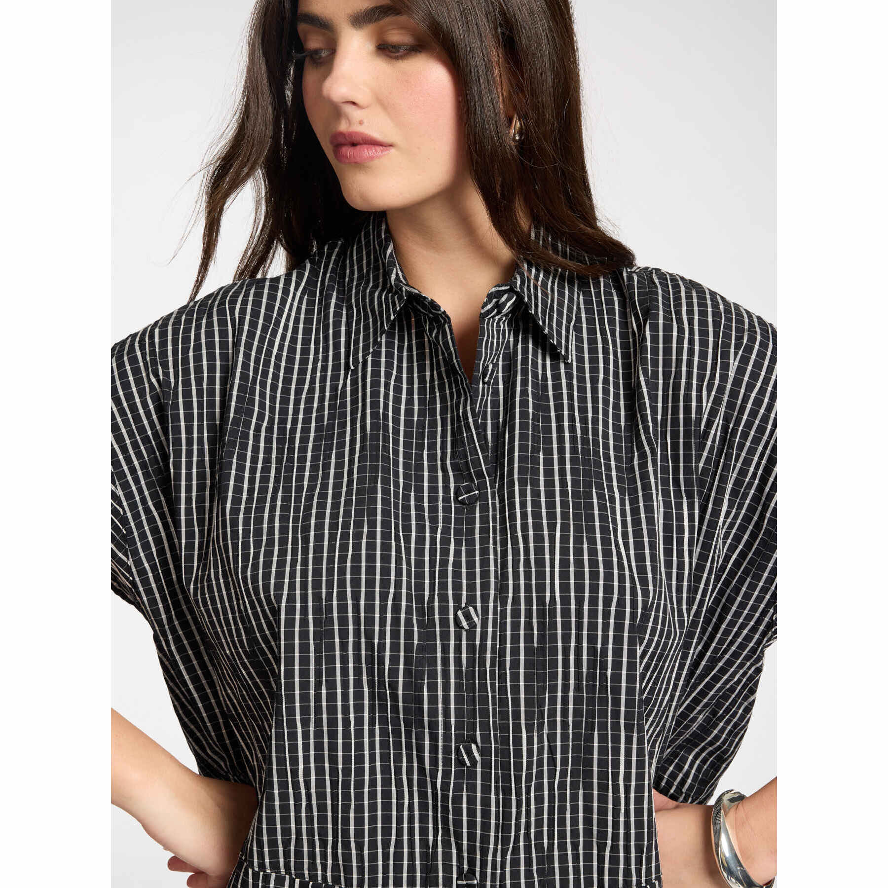 Elena Mirò - Camisa de algodón teñido en hilo - Negro