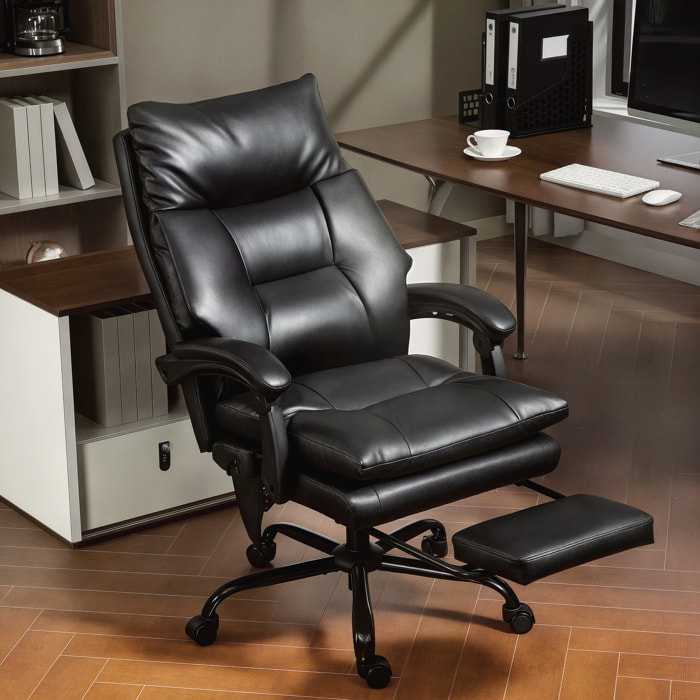 Fauteuil bureau manager inclinable repose-pieds rétractable noir
