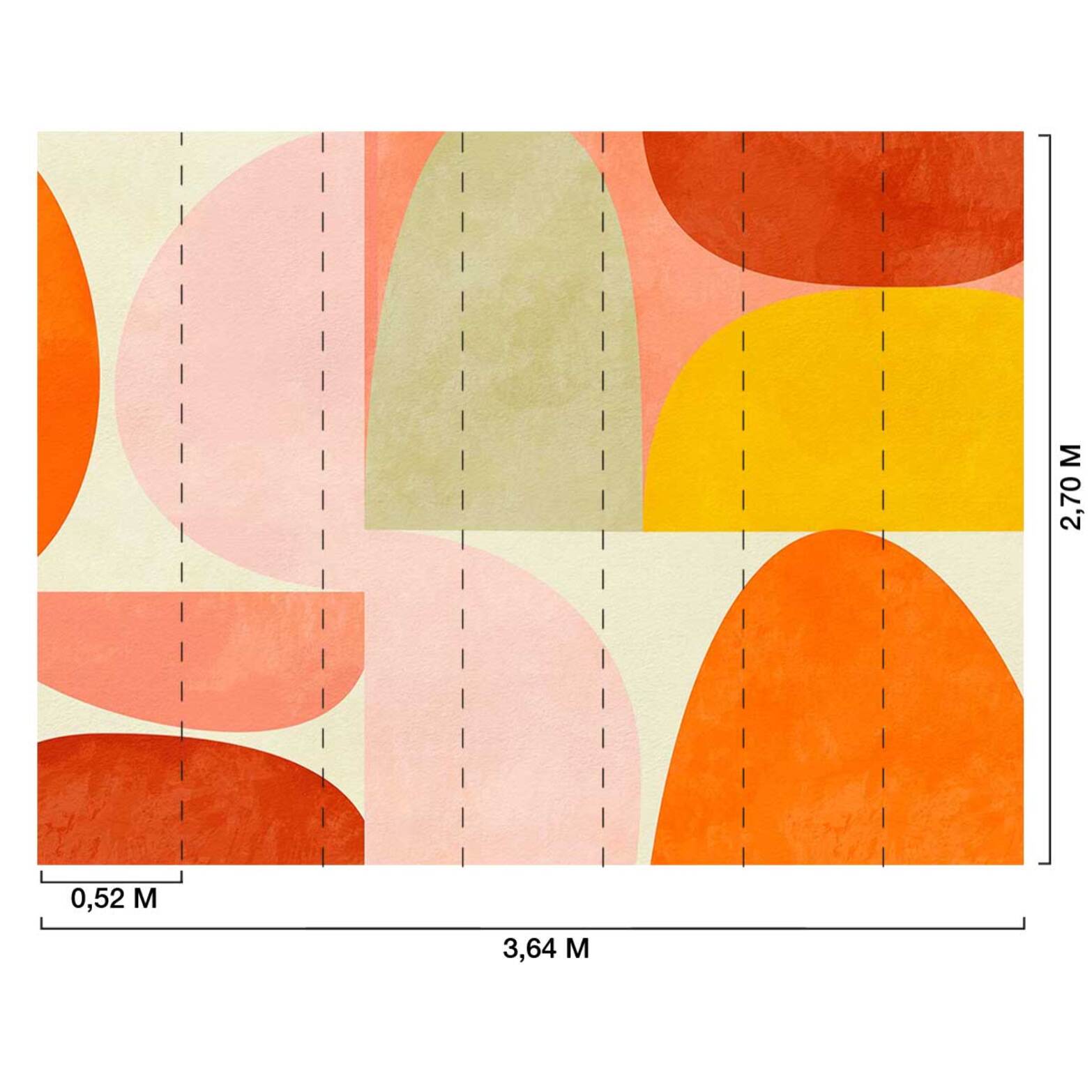 Papier peint formes couleurs oranges Intissé