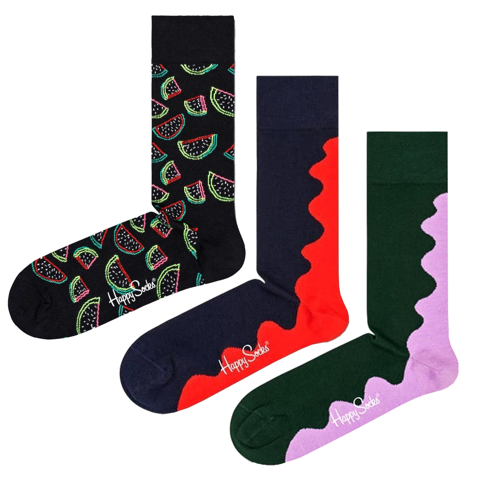 Calcetines 3-set watermelon, wave rojo y rosa talla 41-46