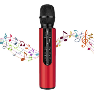 Microfono karaoke con altoparlante integrato, Bluetooth 5.0. Batteria da 2000 mAh. Tipo di condensatore.