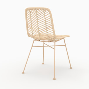Lot de 2 chaises en rotin naturel et pieds beiges - Tamara