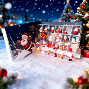 Calendario de adviento con figuritas de regalo para decorar. 24 figuras navideñas diferentes.