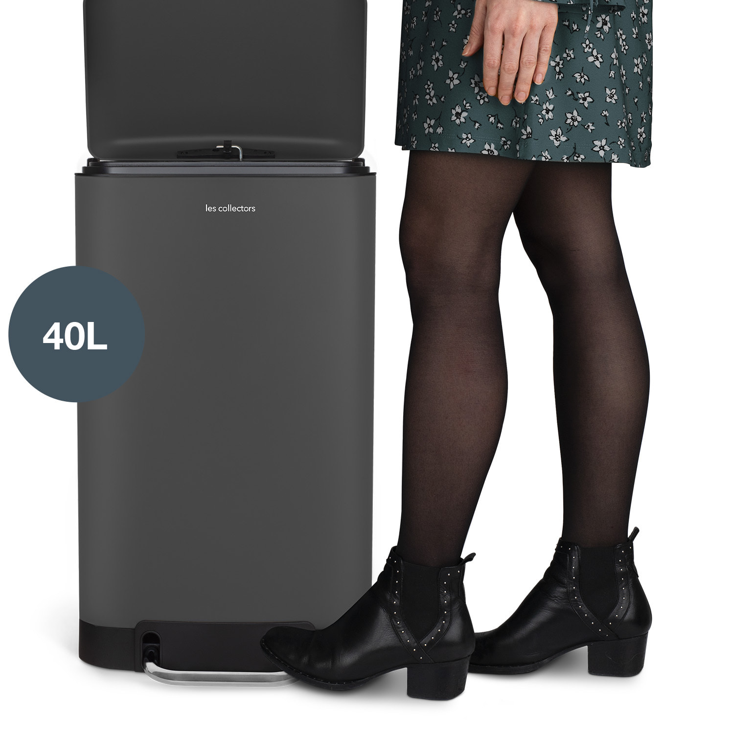 Papelera de cocina con pedal Nº 831 Les Collectors (40 L- cubo interior extraíble- gris antracita)