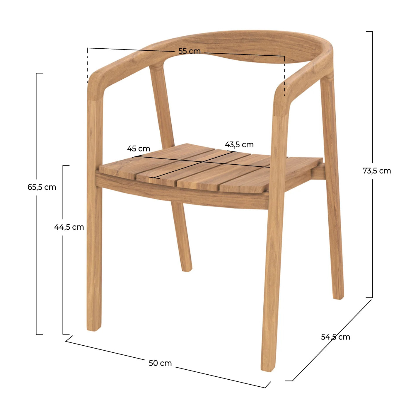 Chaise de jardin en bois de teck massif - Kora