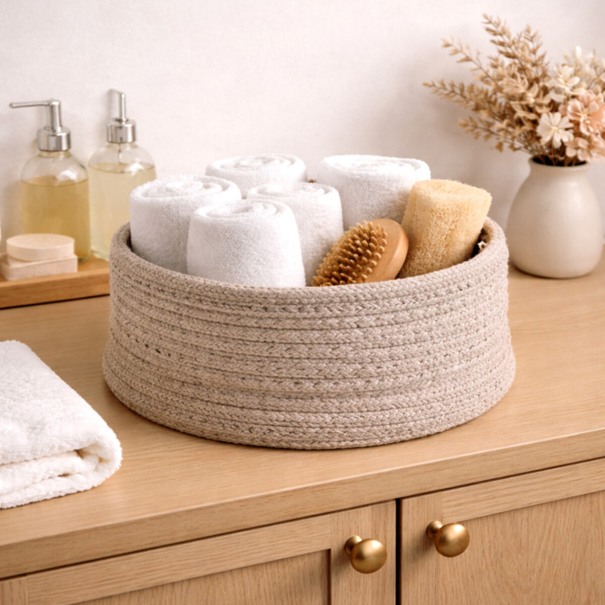 Panier de rangement coton TOBAGO Beige 21x10cm Spirella