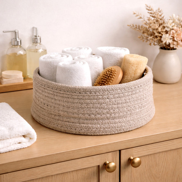 Panier de rangement coton TOBAGO Beige 21x10cm Spirella