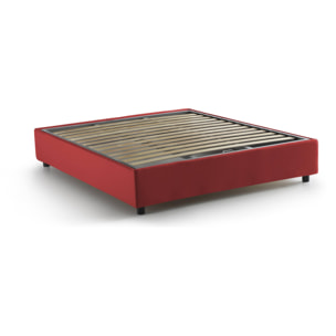 Letto piazza e mezza Arianna, Letto contenitore con rivestimento in tessuto, 100% Made in Italy, Apertura frontale, adatto per materasso Cm 120x200, Rosso