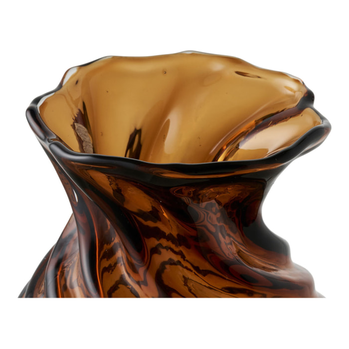 Vaso in vetro soffiato a bocca marrone fumé ø16x18,5 cm
