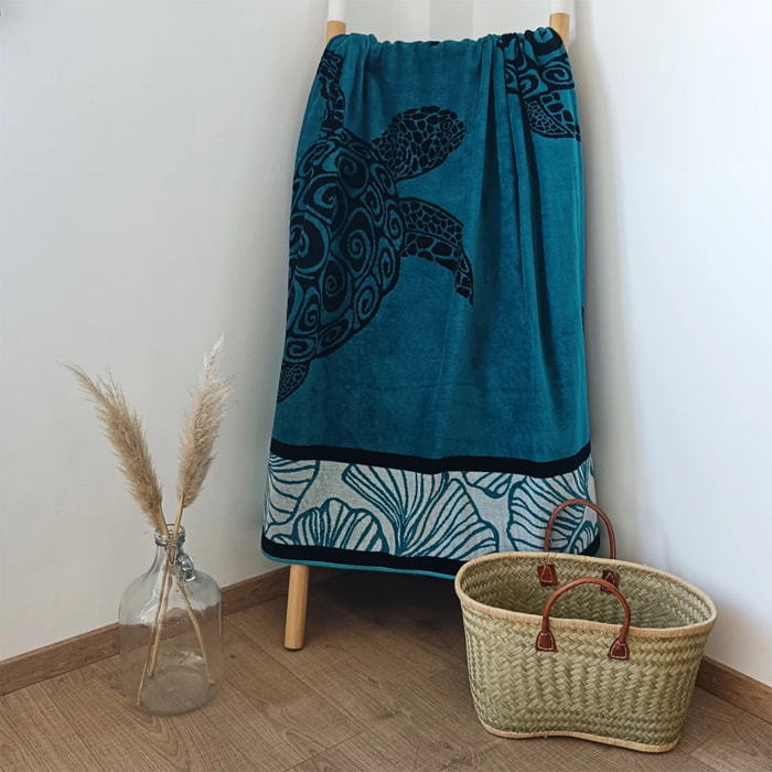 Serviette de plage éponge velours Jacquard - Mallorca - 140x180cm - 400g/m²