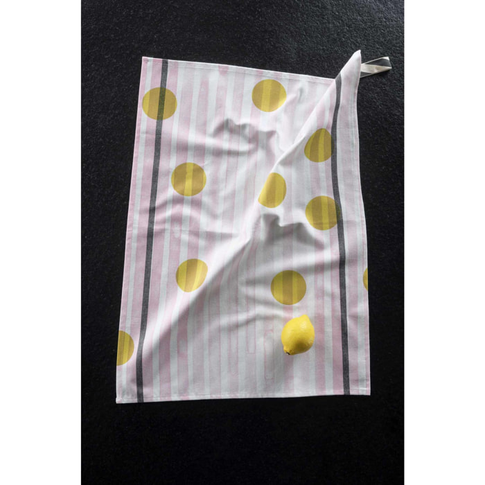 Torchon rayé Citron