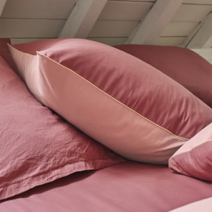 Housse de couette bicolore en coton, BONS JOURS ETINCELLE, Rose Indien/Rose Solaire