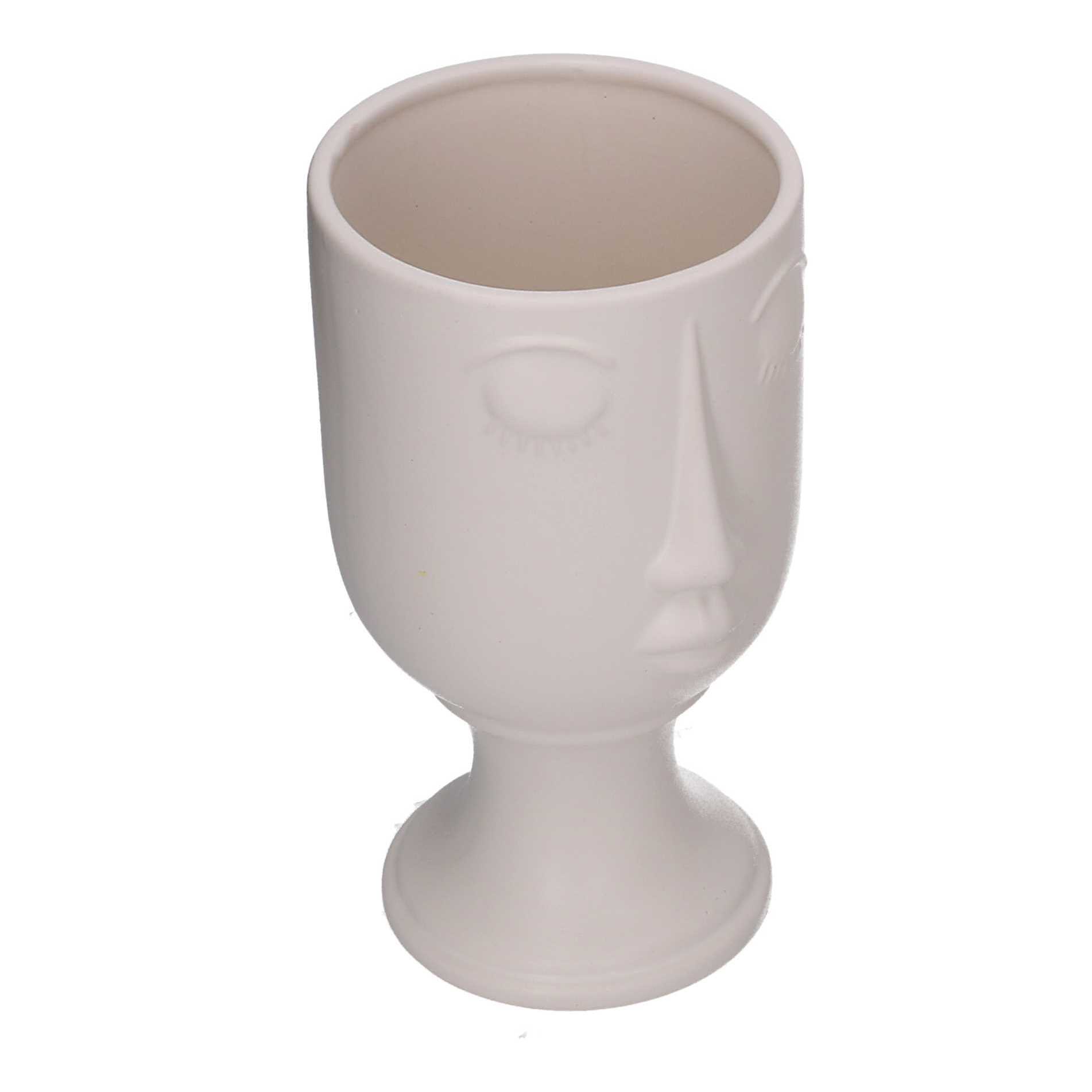 Portavaso in ceramica viso bianco cm12x11,2h21
