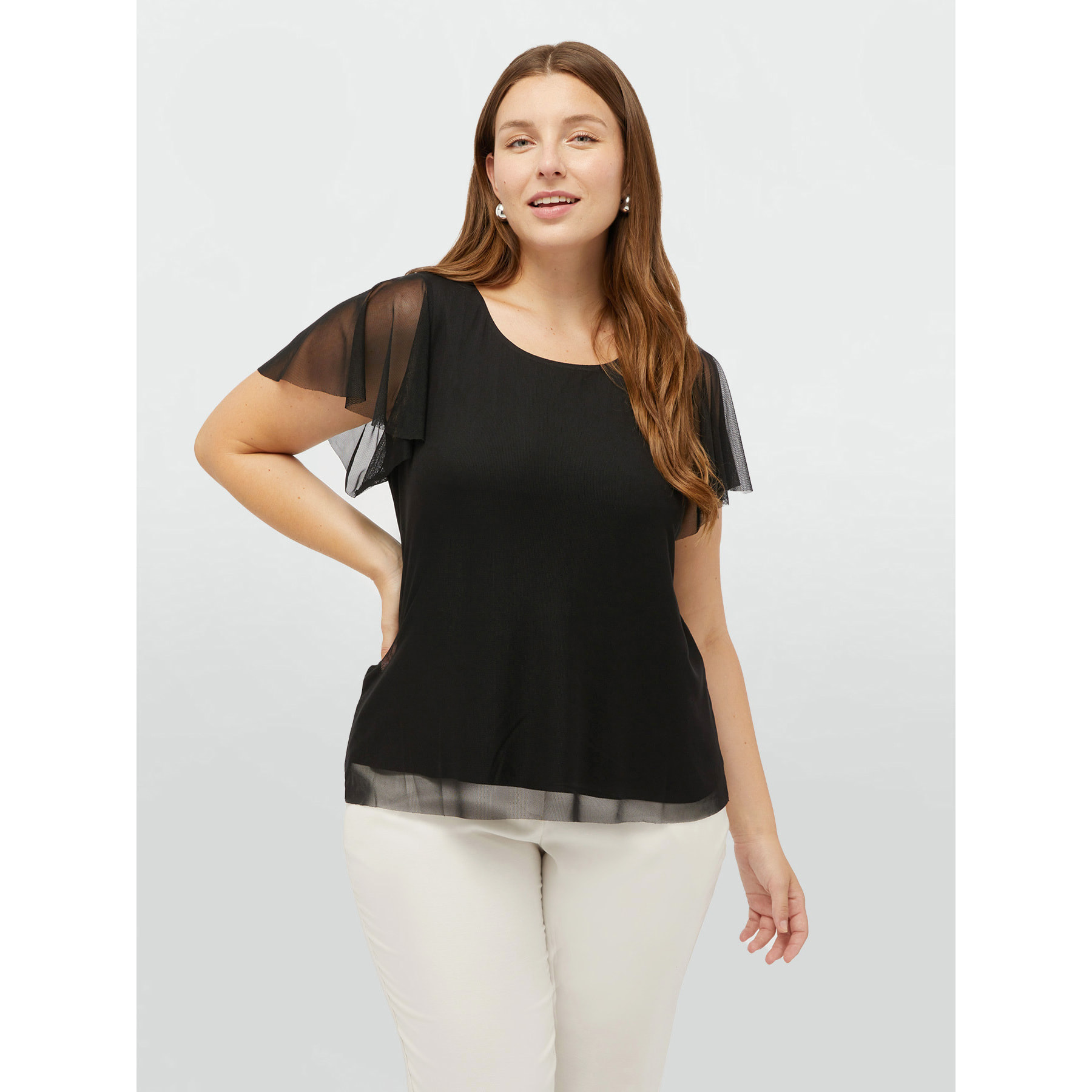 Fiorella Rubino - T-shirt in tulle - Nero