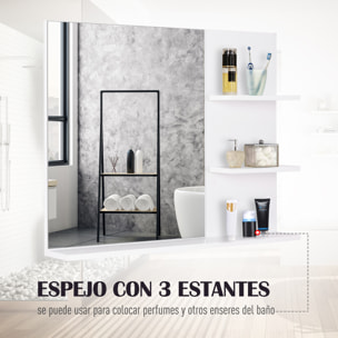 Espejo de Pared con Espejo de Madera 60x10x48cm Blanco