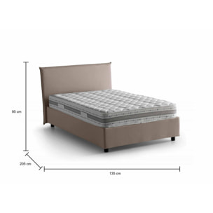 Letto piazza e mezza Asmara, Letto contenitore con rivestimento in tessuto, 100% Made in Italy, Apertura frontale, con materasso Cm 120x190 incluso, Tortora