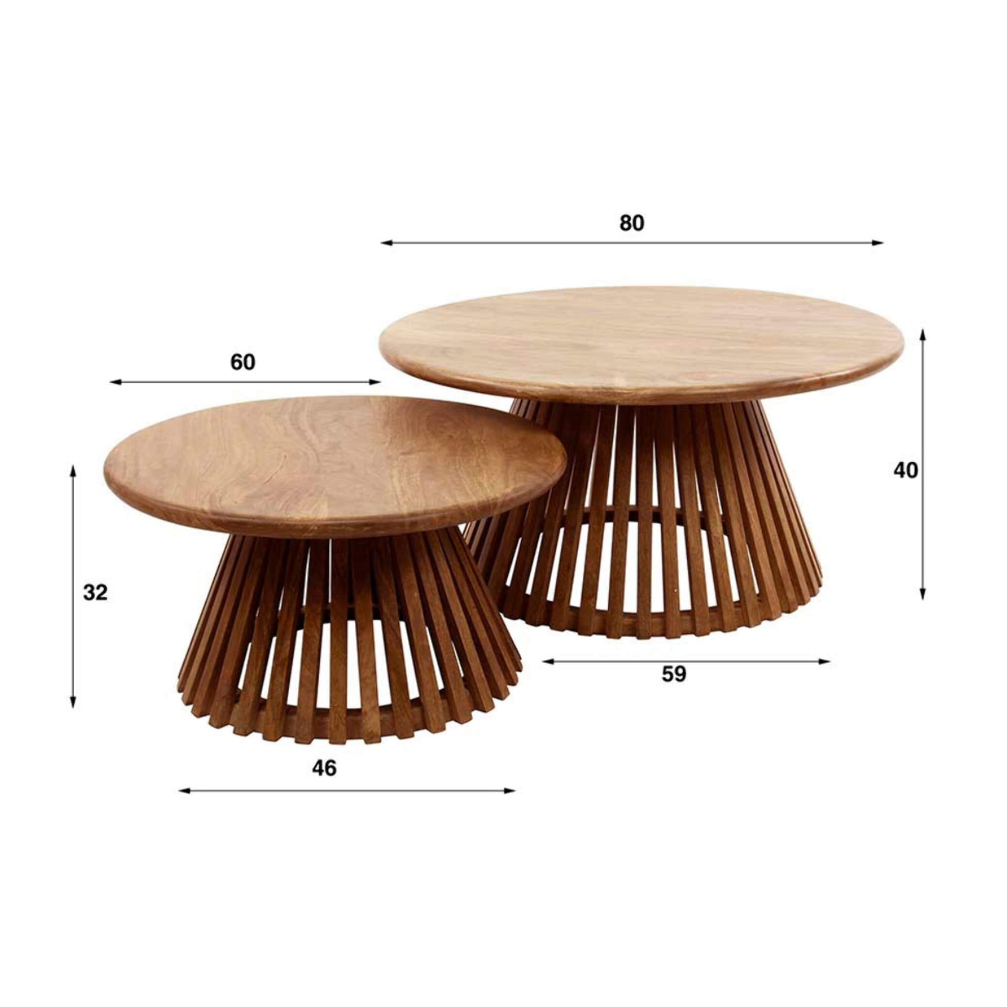 Kerala - lot de 2 tables basses gigognes - bois massif de manguier - Bois
