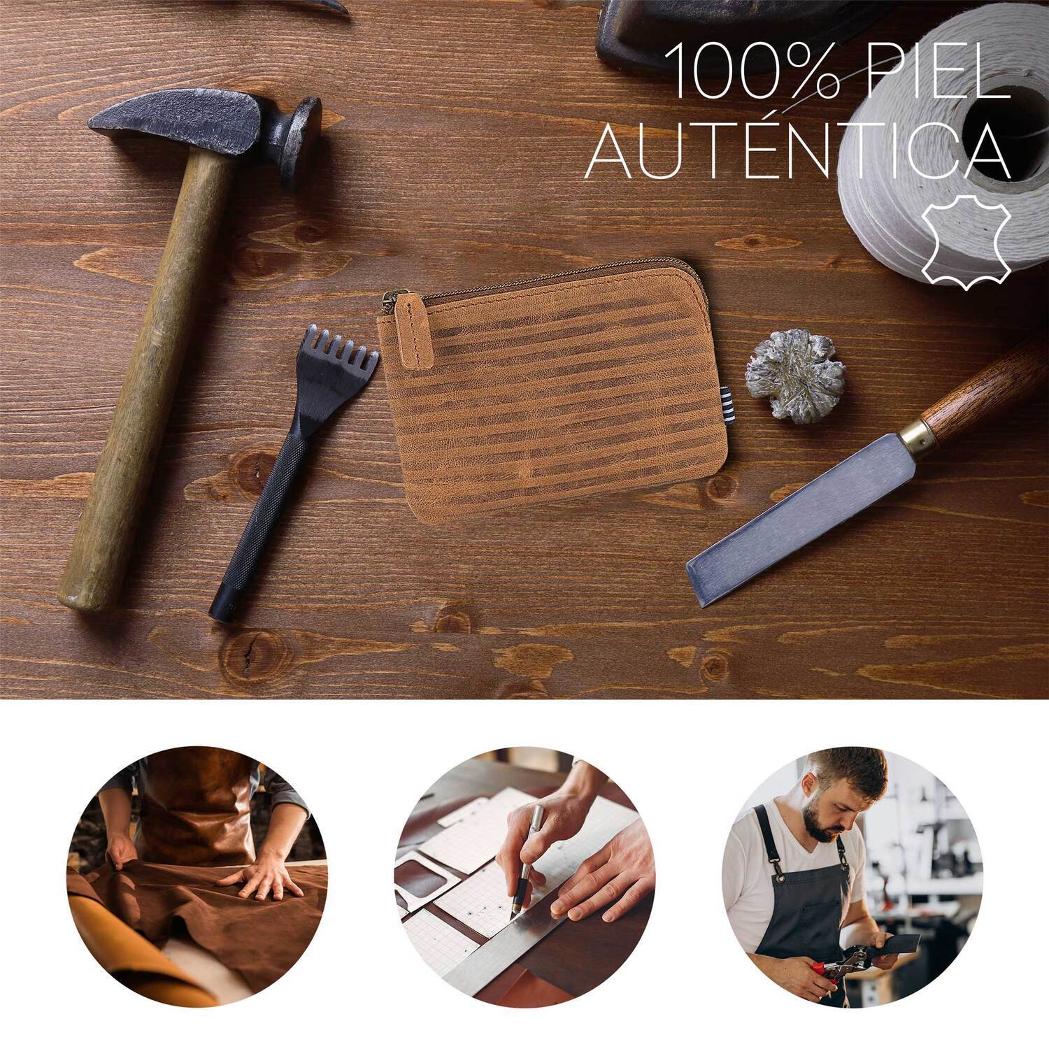 Monedero Primer De Piel Marron