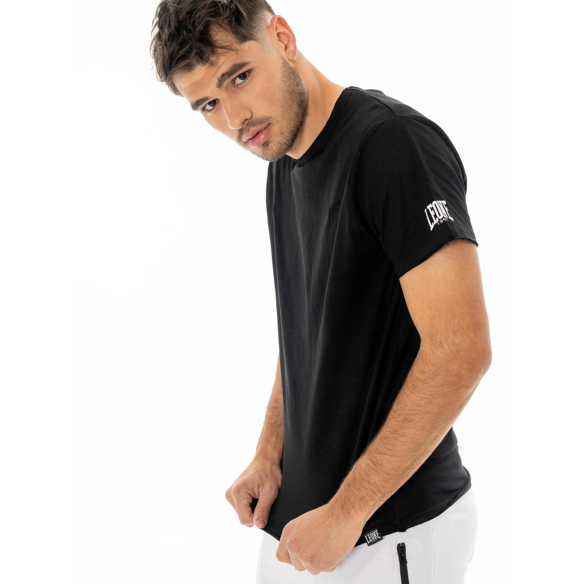 Maglietta uomo maniche corte in slub piccolo logo
