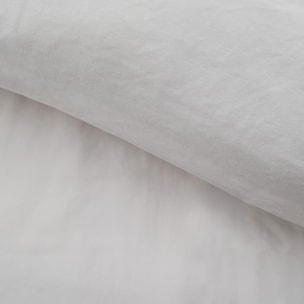 Parure de lit 3 pièces en microfibre unie lavée housse + taies - Blanc