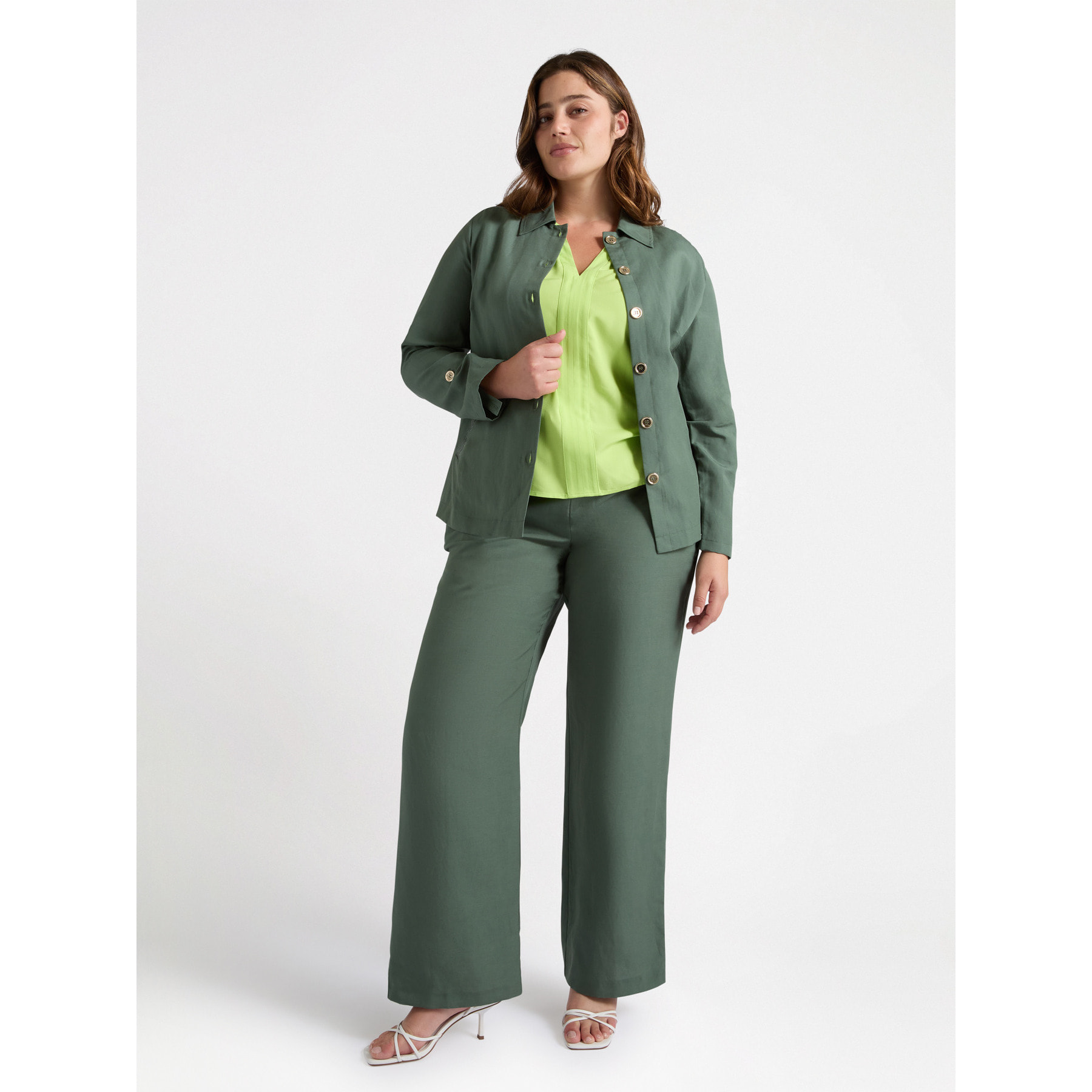 Fiorella Rubino - Pantaloni wide leg - Verde militare
