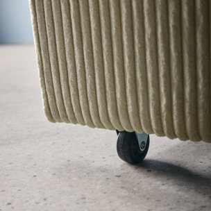 Canapé convertible arrondi 2 places velours côtelé gris clair L 168 x P 90 x H 88cm - Lino