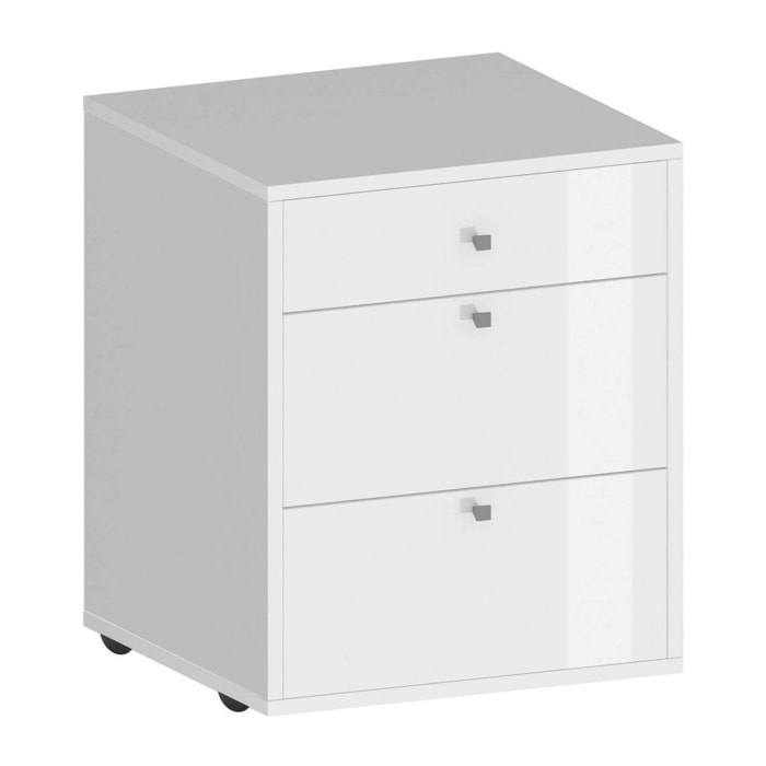 Cassettiera Asgabat, Cassettiera camera da letto , Settimino con 3 cassetti, 47x45h61 cm, Bianco
