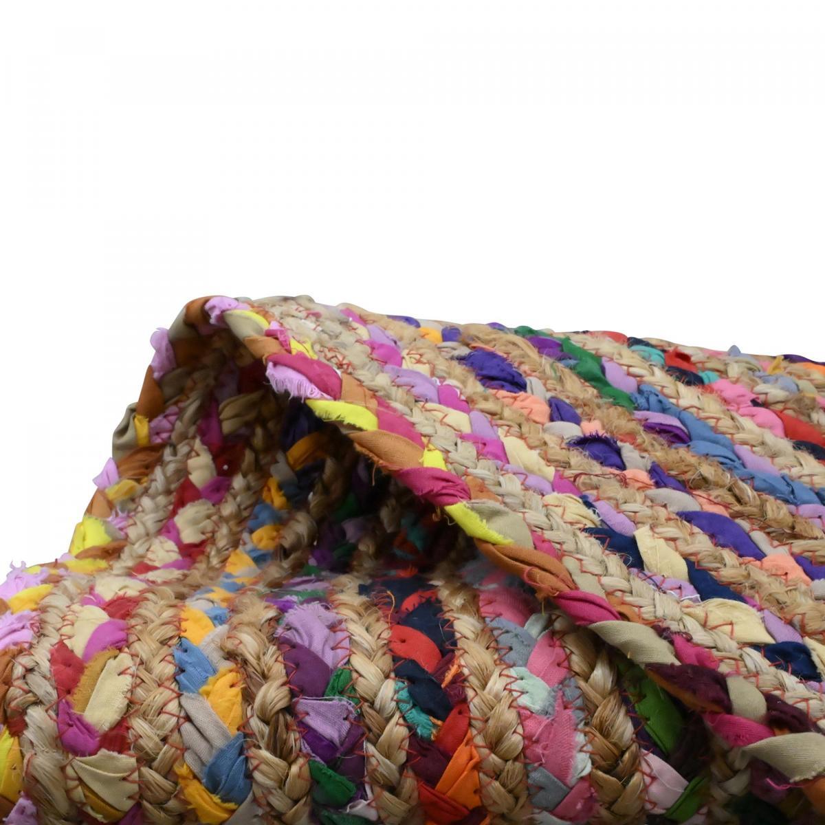 Tapis rond fait à la main en jute motif ethnique KONA