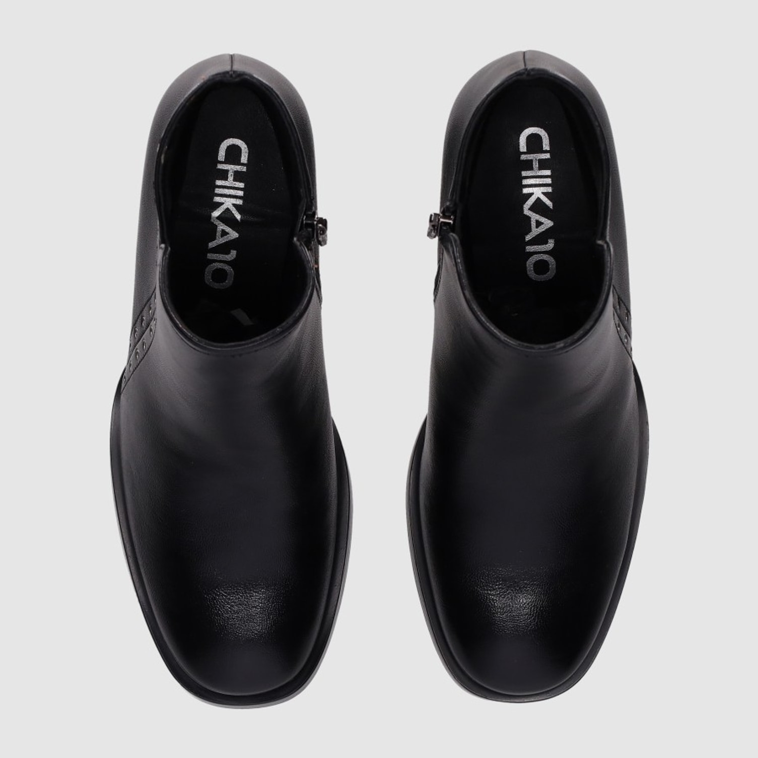 Botines de Piel Sintética - Negro - Tacón: 6 cm