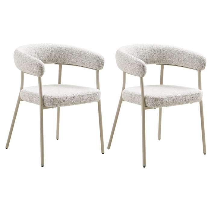 Sadie - lot de 2 chaises FSC  100% en tissu texturé - pieds en acier - Beige