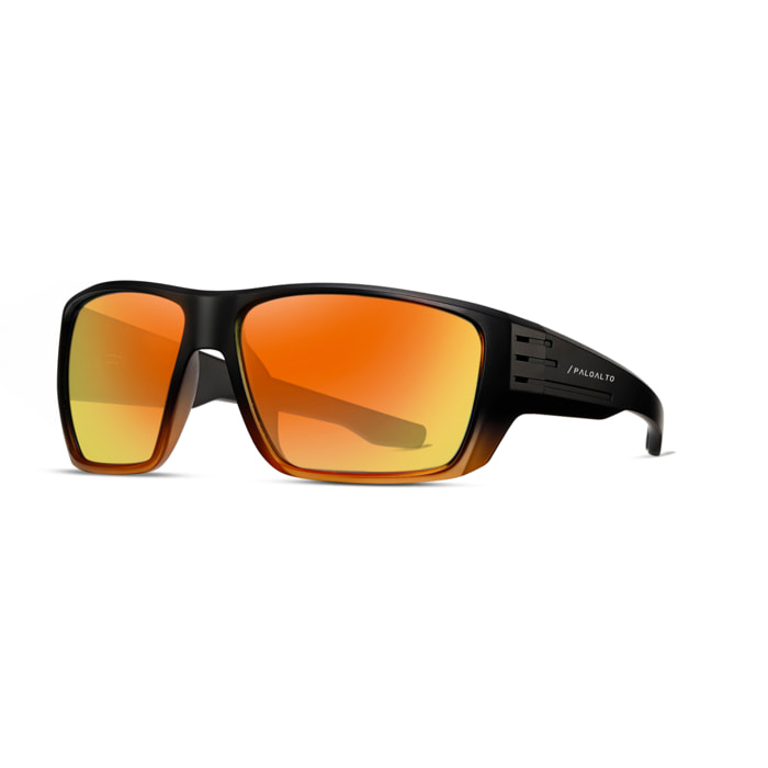 Occhiali da sole PALOALTO modello SKATE nel colore Nero opaco con montatura marrone traslucida e lenti polarizzate Revo gialle