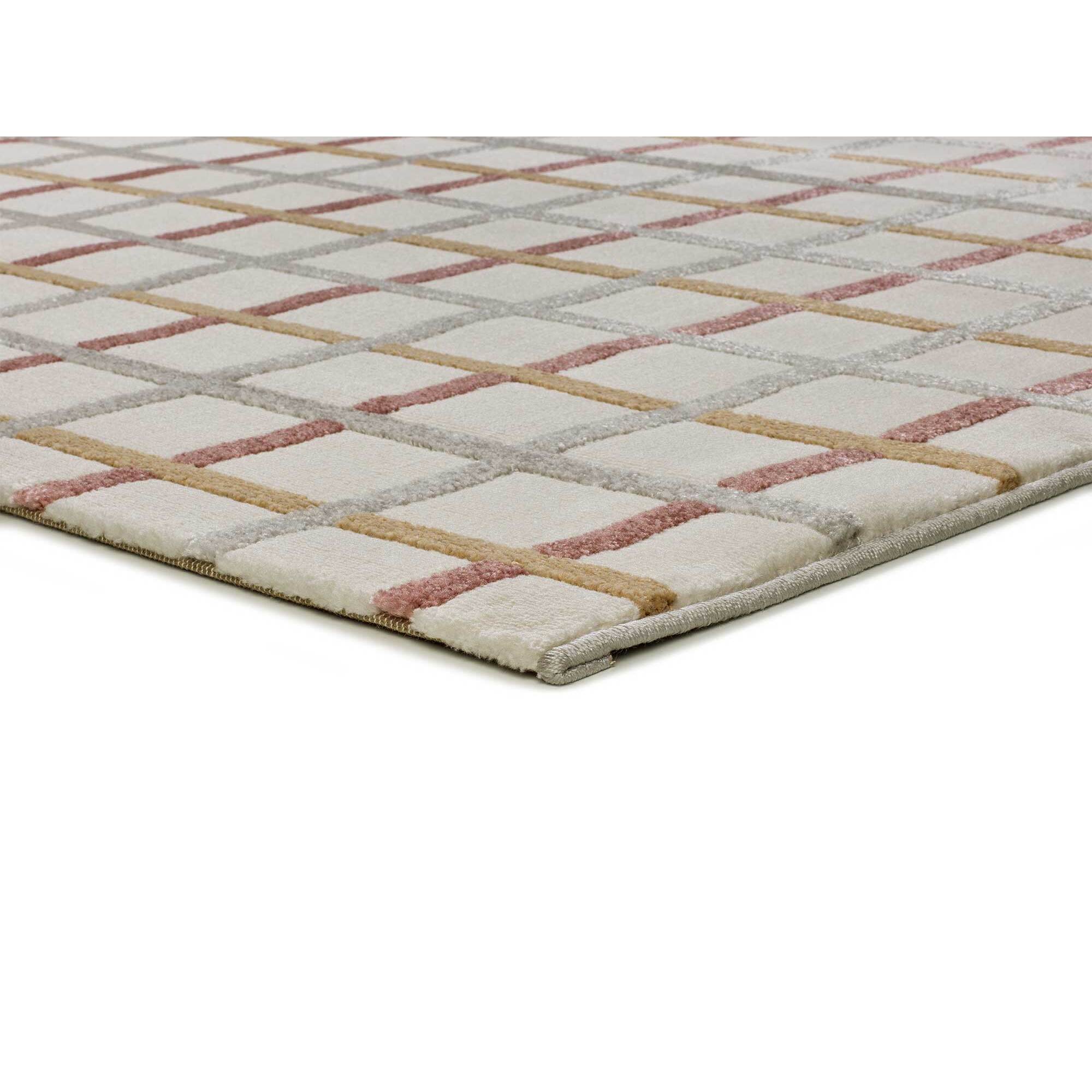 KARISMA Alfombra de cuadros con relieve rosa, varias medidas disponibles.