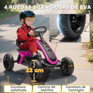 Kart Pedales, Go Kart con Ruedas Antideslizantes de EVA, Marco Metálico, Carga 30 kg, para Niños y Niñas de 2-5 Años, Rosa